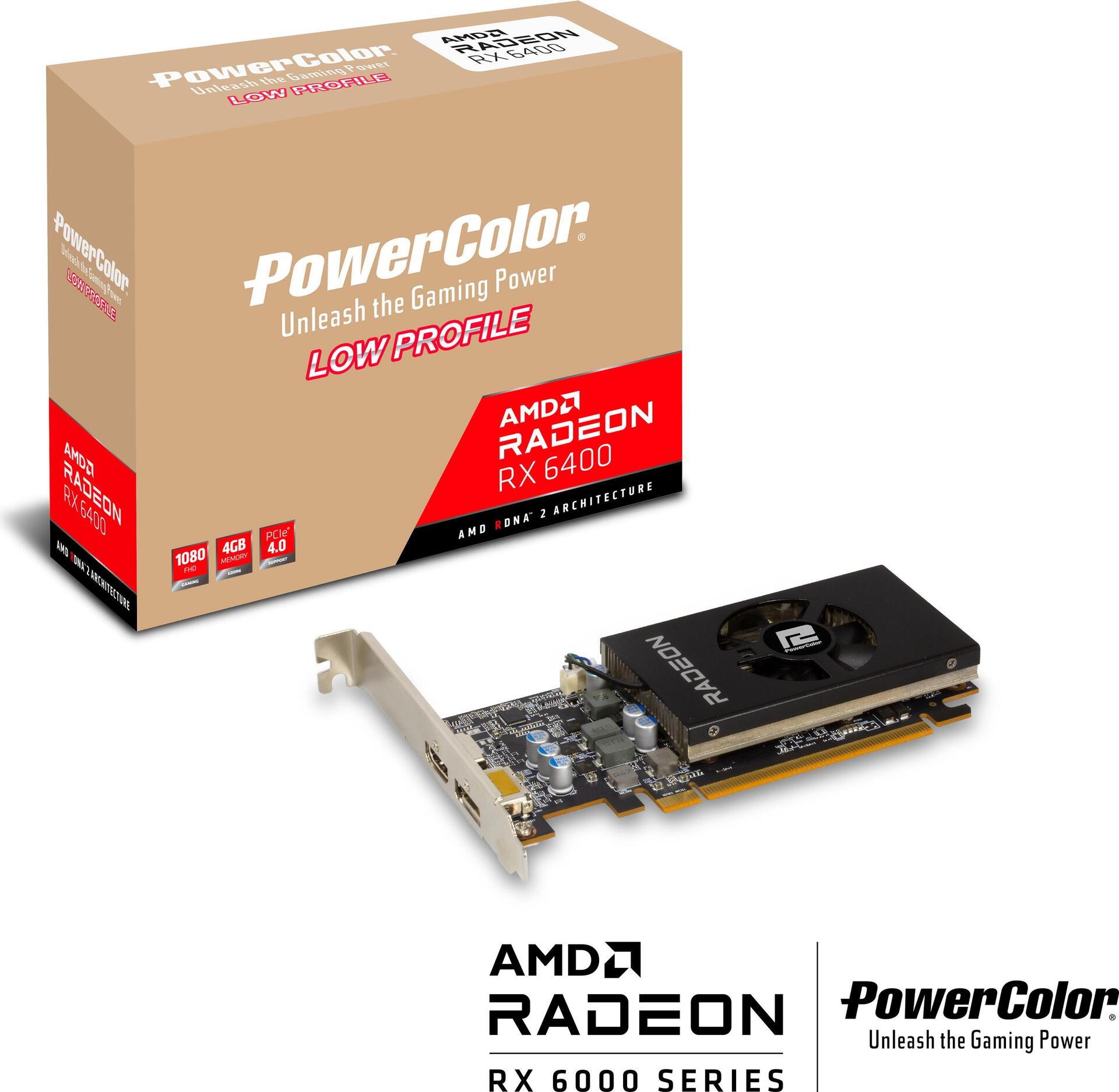 Купить PowerColor AXRX 6400 LP 4GBD6-DH Grafikkarte AMD Radeon RX 6400 4 GB GDDR6 (AXRX 6400 LP 4GBD6-DH) в магазине wardena.ru