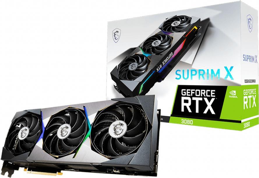 Купить MSI GeForce RTX 3080 SUPRIM X 10G LHR - Grafikkarten - GF RTX 3080 - 10 GB GDDR6X - PCIe 4.0 - HDMI, 3 x DisplayPort (V389-215R) в магазине wardena.ru