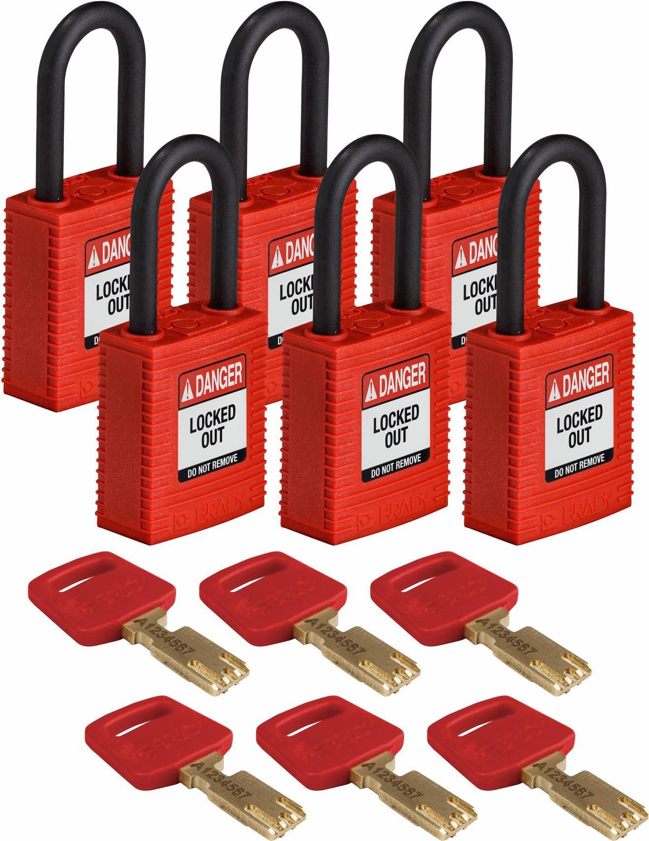 Купить Brady SafeKey Padlocks - Nylon (NYL-RED-38PL-KD6PK) в магазине wardena.ru