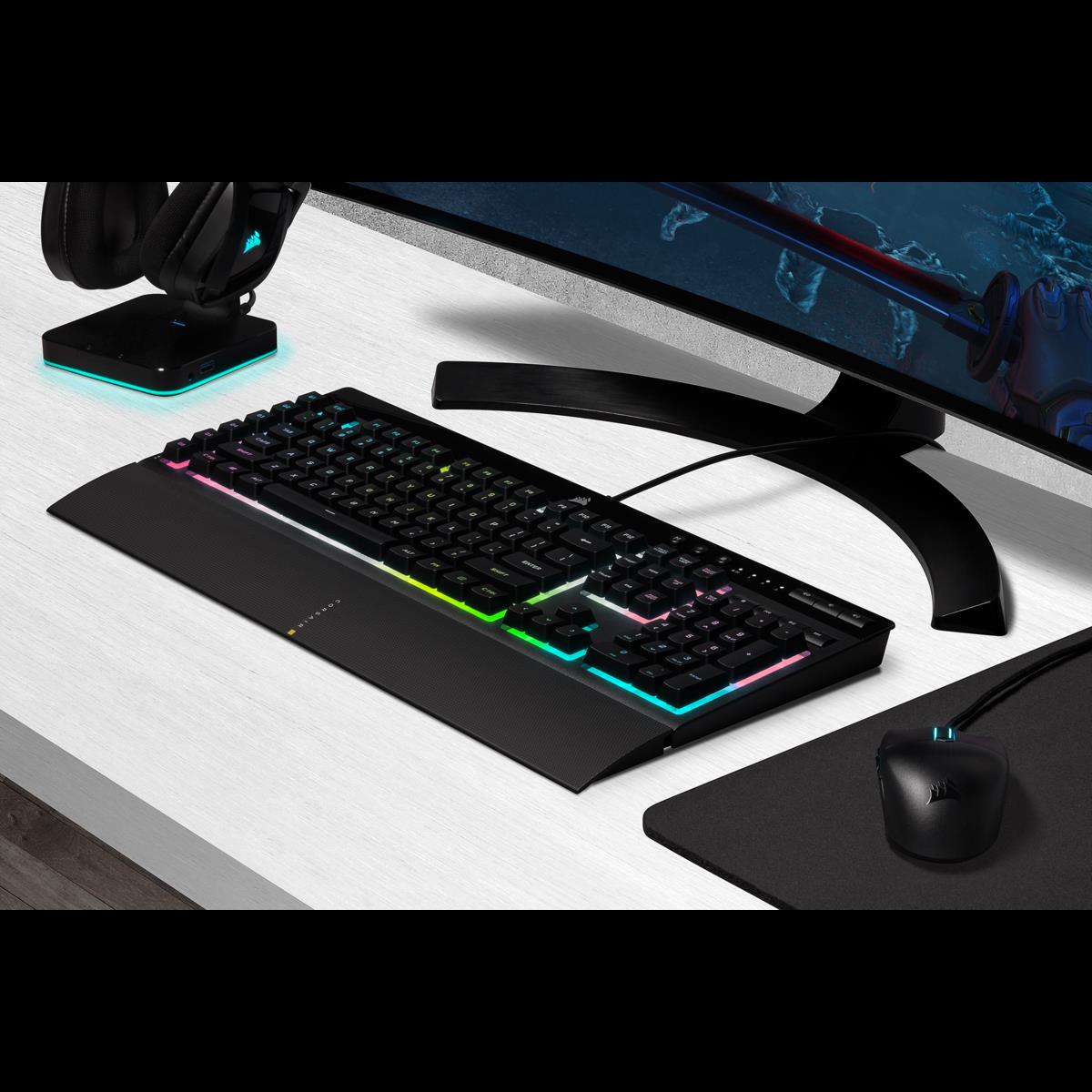 Купить CORSAIR Gaming K55 RGB PRO XT - Tastatur - Hintergrundbeleuchtung - USB - Deutsch - Schwarz (CH-9226715-DE) в магазине wardena.ru