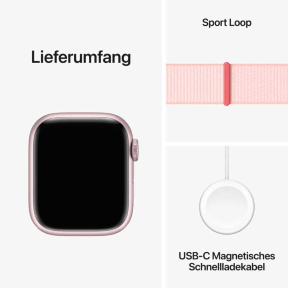 Купить APPLE Watch Series 9 GPS + Cellular 41mm Pink Aluminium Case with Light Pink Sport Loop (MRJ13QF/A) в магазине wardena.ru