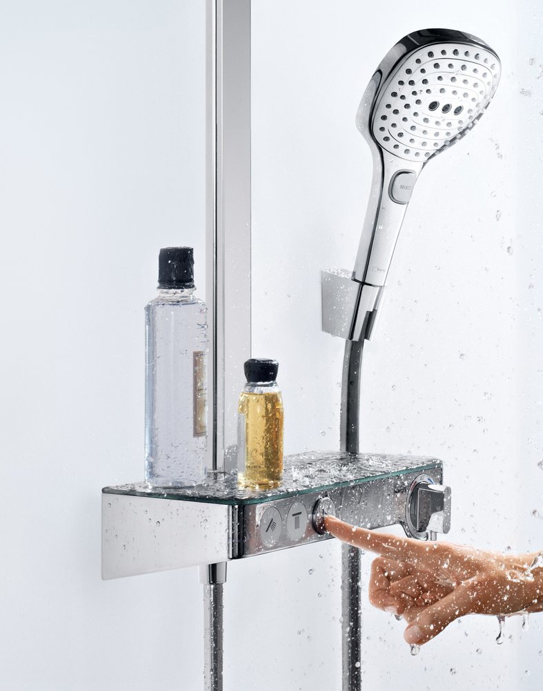 Купить Hansgrohe Raindance Select E 300 3 jet Showerpipe душевая система с термостатом хром-белый матовый 27127400 в магазине wardena.ru