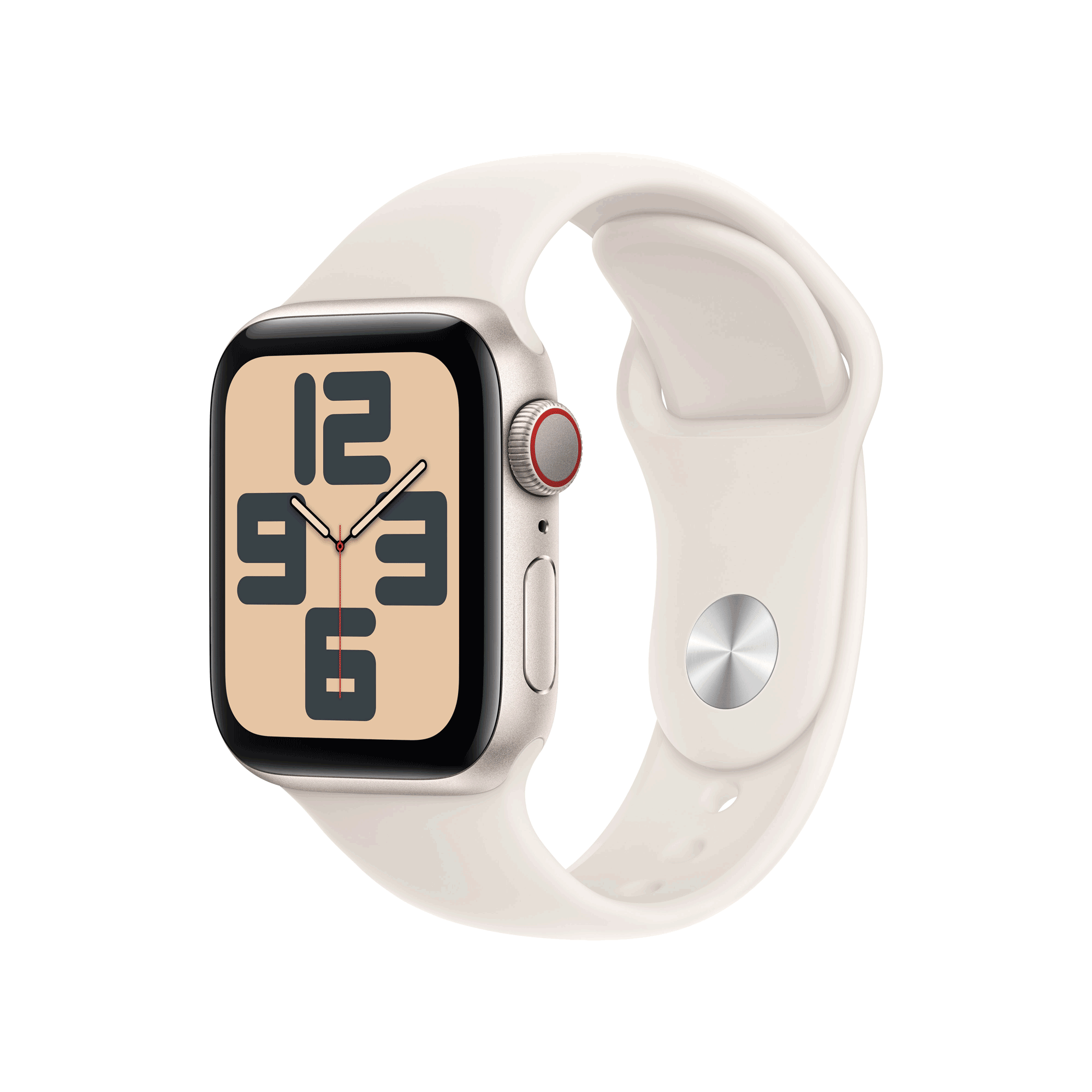 Купить Apple Watch SE GPS + Cellular 40mm Starlight Aluminium Case mit Starlight Sport Band - M/L (MXGK3QF/A) в магазине wardena.ru
