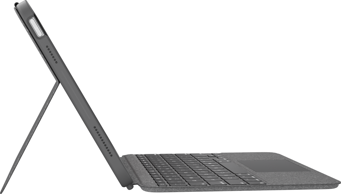 Купить Logitech Combo Touch - Tastatur und Foliohülle - mit Trackpad - hintergrundbeleuchtet - Apple Smart connector - QWERTZ - Deutsch - Oxford Gray (920-011435) в магазине wardena.ru