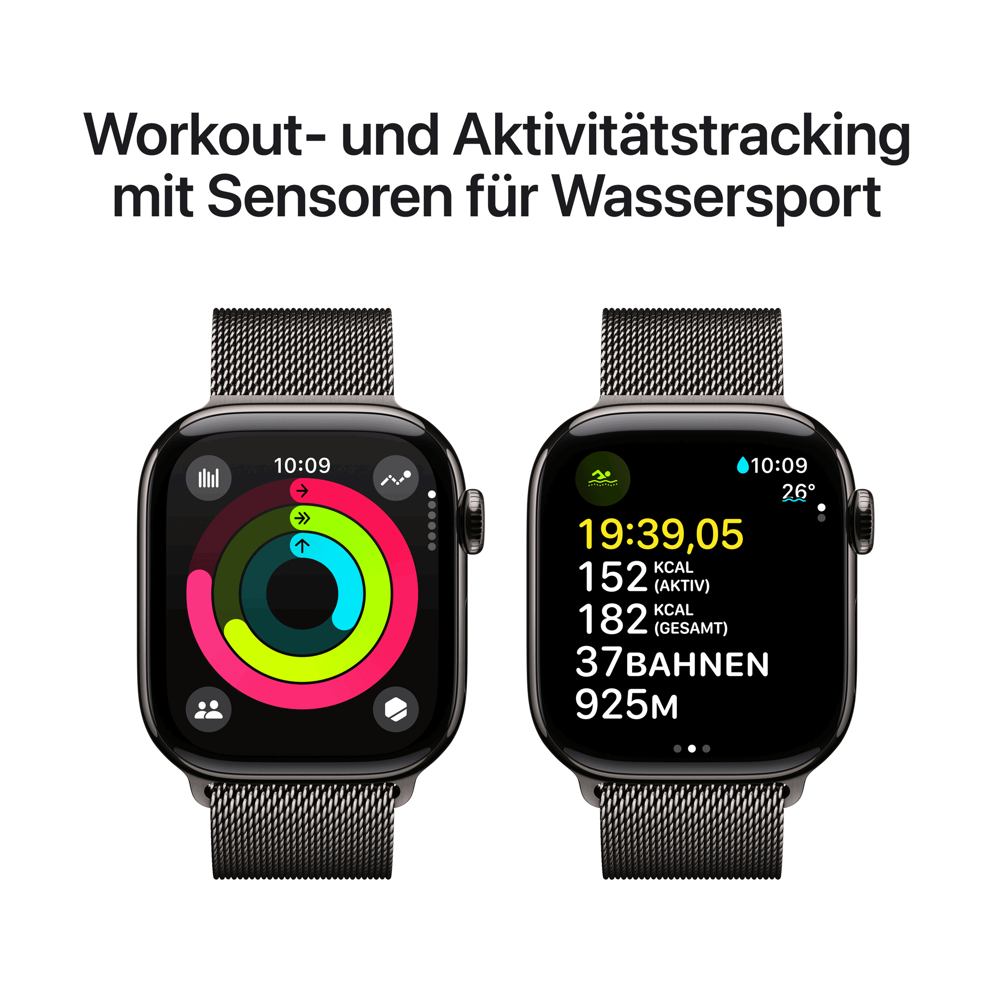 Купить Apple Watch Series 10 GPS + Cellular 42mm Slate Titanium Case mit Slate Milanese Band (MX053QF/A) в магазине wardena.ru