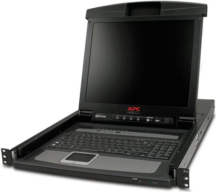 Купить APC LCD Console - KVM-Konsole mit KVM-Switch - 8 Anschlüsse - PS/2 - 43.2 cm (17") - Rack - einbaufähig - VGA - Schwarz - 1U (AP5808) в магазине wardena.ru