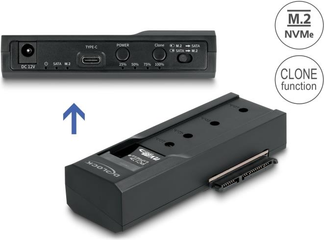 Купить Delock USB Type-C™ Konverter für 1 x M.2 NVMe SSD + 1 x SATA SSD / HDD mit Klon Funktion (64252) в магазине wardena.ru