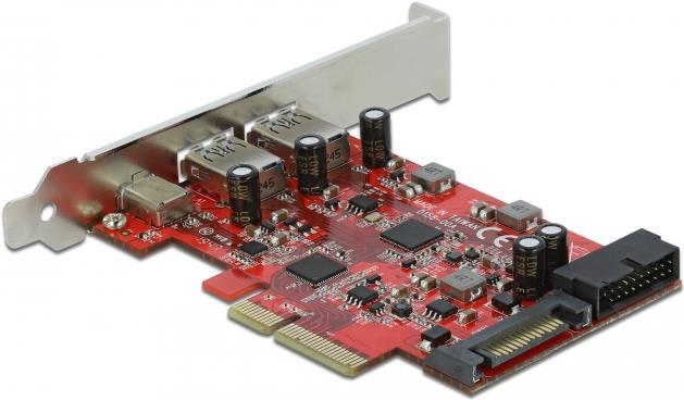Купить Delock PCI Express x4 Karte zu 1 x extern USB Type-C™ Buchse + 2 x extern USB Typ-A Buchse SuperSpeed USB 10 Gbps + 1 x intern USB 5 Gbps Pfostenstecker (90492) в магазине wardena.ru