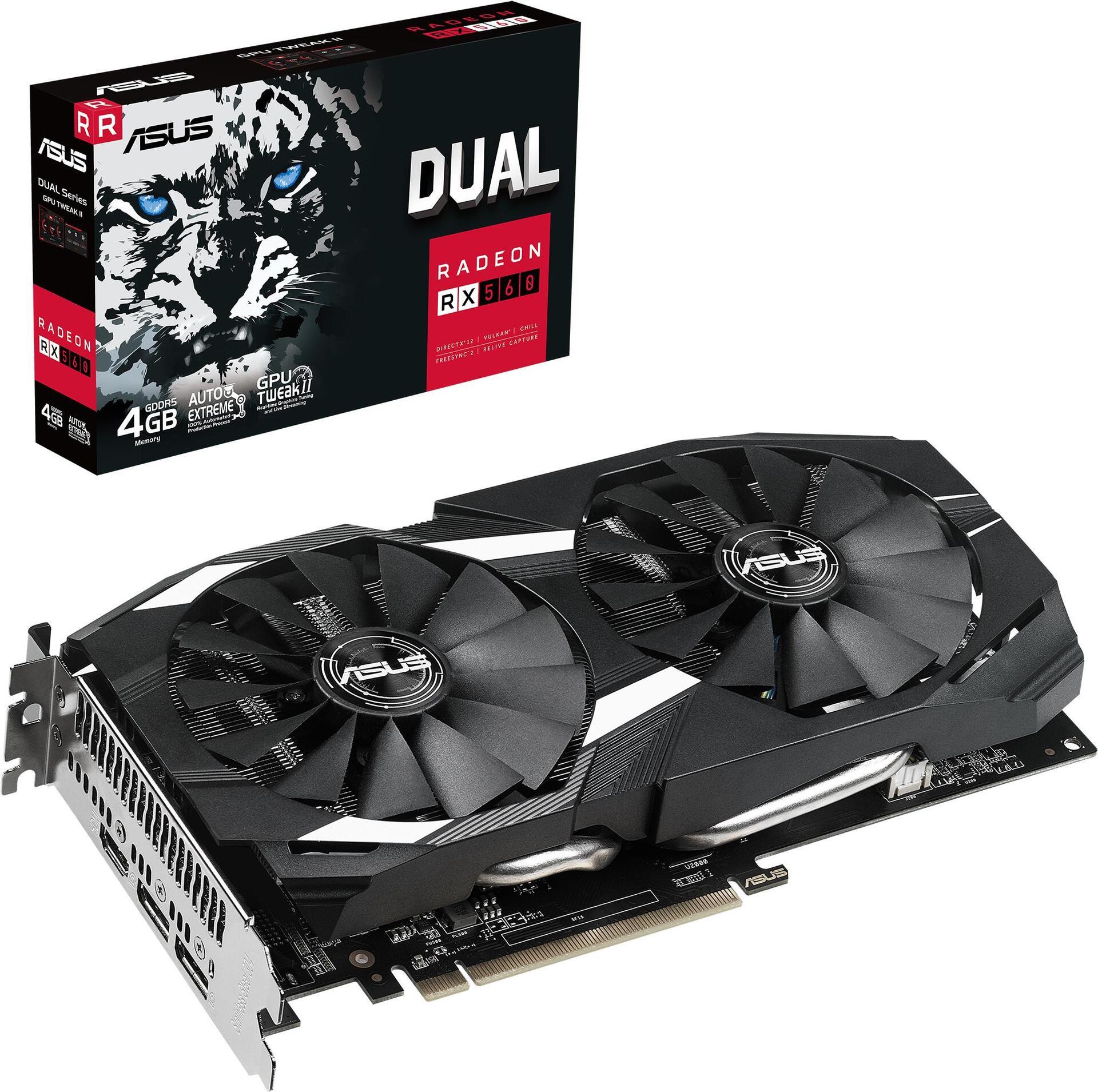 Купить ASUS Dual Radeon RX 560 - Grafikkarten - Radeon RX 560 - 4 GB GDDR5 - PCIe 3.0 - HDMI, 2 x DisplayPort (90YV0HG0-M0NA00) в магазине wardena.ru