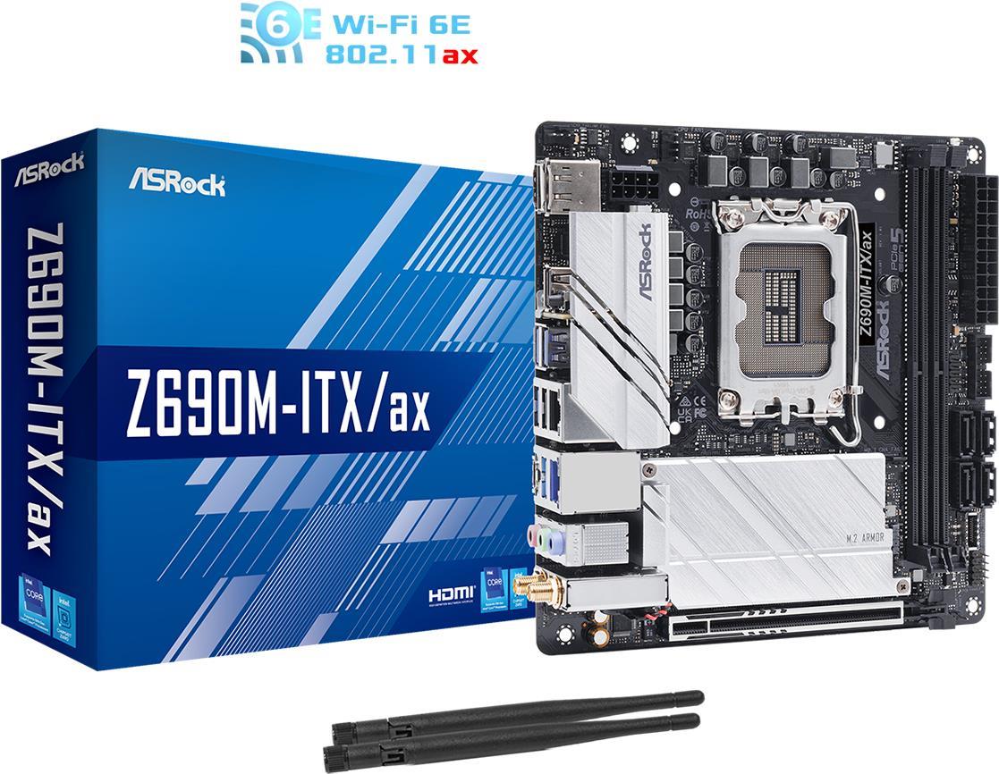 Купить ASRock Z690M-ITX/AX - Motherboard - Mini-ITX - LGA1700-Sockel - Z690 Chipsatz - USB 3,2 Gen 1, USB 3,2 Gen 2, USB-C Gen 2x2 - Bluetooth, Gigabit LAN, 2,5 Gigabit LAN, Wi-Fi - Onboard-Grafik (CPU erforderlich) - HD Audio (90-MXBHY0-A0UAYZ) в магазине wardena.ru