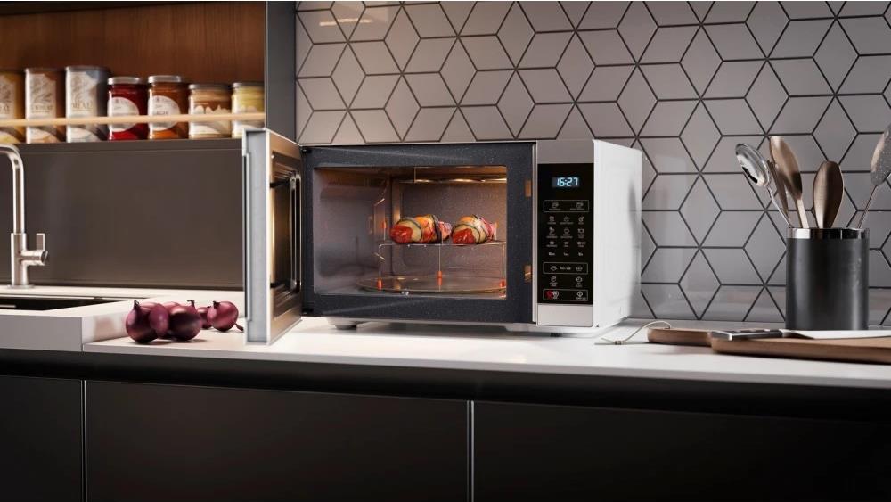 Купить Sharp YC-MG81E-W Mikrowelle Schwarz - Weiß Grill-Mikrowelle Arbeitsplatte 28 l 900 W (YC-MG81EW) в магазине wardena.ru