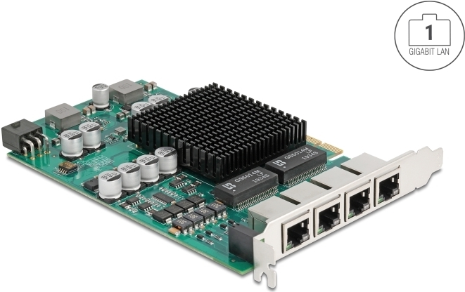 Купить Delock PCI Express x4 Netzwerkkarte Gigabit LAN 4 x RJ45 mit PoE+ i350 (86097) в магазине wardena.ru