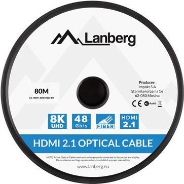 Купить Lanberg CA-HDMI-30FB-0800-BK HDMI-Kabel 80 m HDMI Typ A (Standard) Schwarz (CA-HDMI-30FB-0800-BK) в магазине wardena.ru