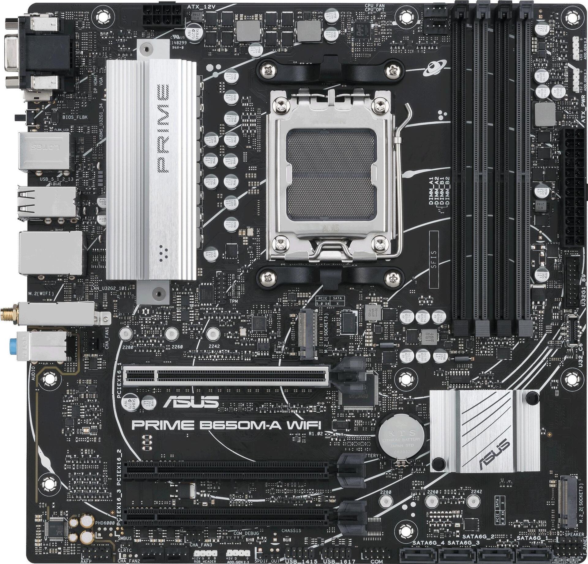Купить ASUS Prime B650M-A-CSM - Motherboard - Sockel AMD AM5 - H610 Chipsatz - Onboard-Grafik (CPU erforderlich) - HD Audio (8-Kanal) (90MB1C10-M0EAYC) в магазине wardena.ru