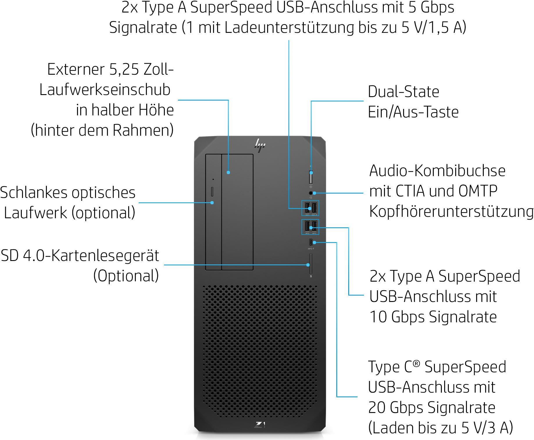 Купить HP Z1 G8 - Tower - 1 x Core i7 11700 / 2.5 GHz - vPro - RAM 16 GB - SSD 512 GB - NVMe, HP Value - DVD-Writer - GF RTX 3070 - GigE - Win 10 Pro 64-Bit - Monitor: keiner - Tastatur: Deutsch - Schwarz (5E9Z9EA#ABD) в магазине wardena.ru