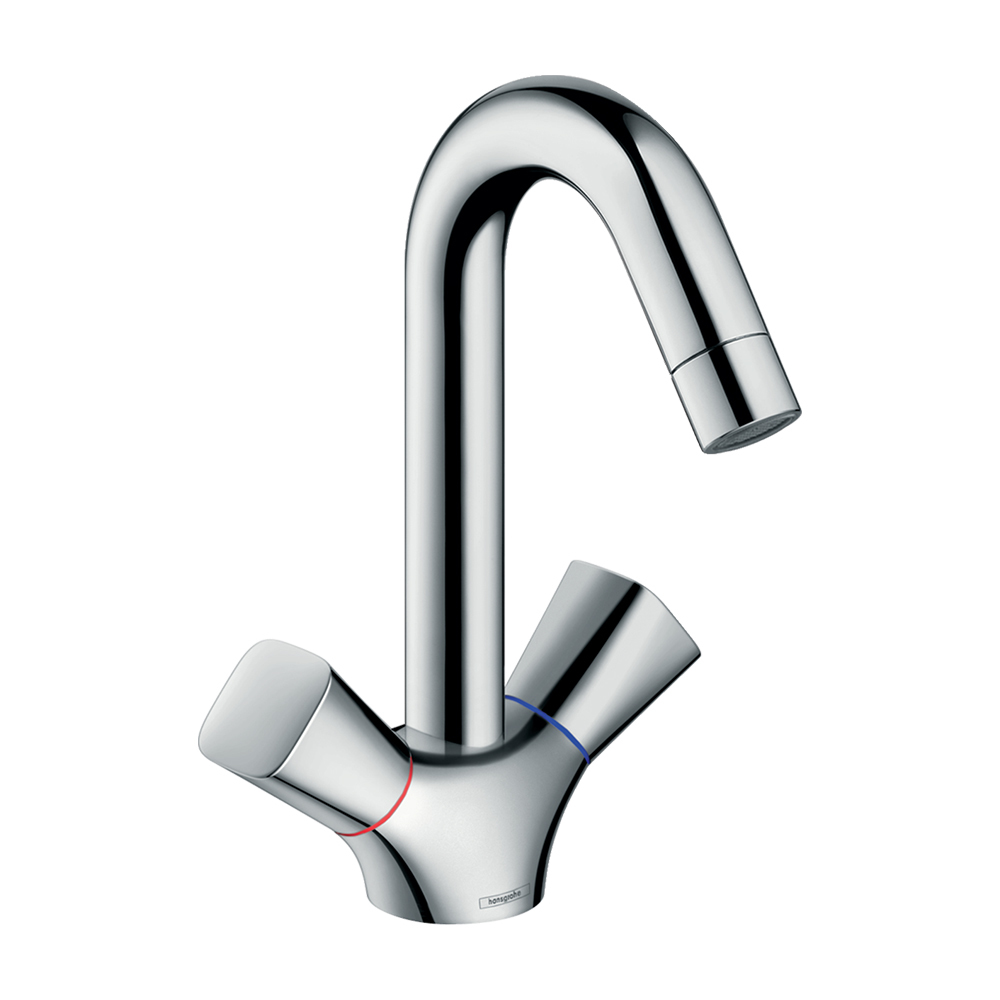 Купить Hansgrohe Logis Смеситель для раковины с двумя рукоятками с донным клапаном хром 71222000 в магазине wardena.ru