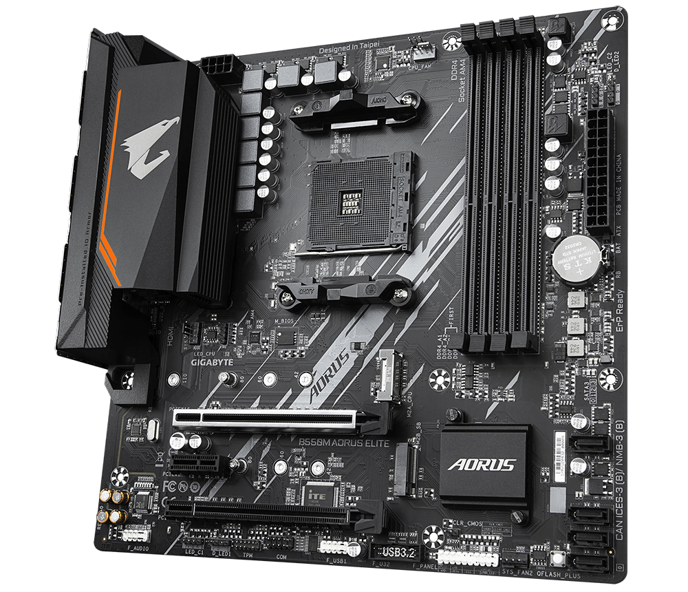 Купить Gigabyte B550M AORUS ELITE - 1.0 - Motherboard - micro ATX - Socket AM4 - AMD B550 - USB 3.2 Gen 1 - Gigabit LAN - Onboard-Grafik (CPU erforderlich) - HD Audio (8-Kanal) в магазине wardena.ru