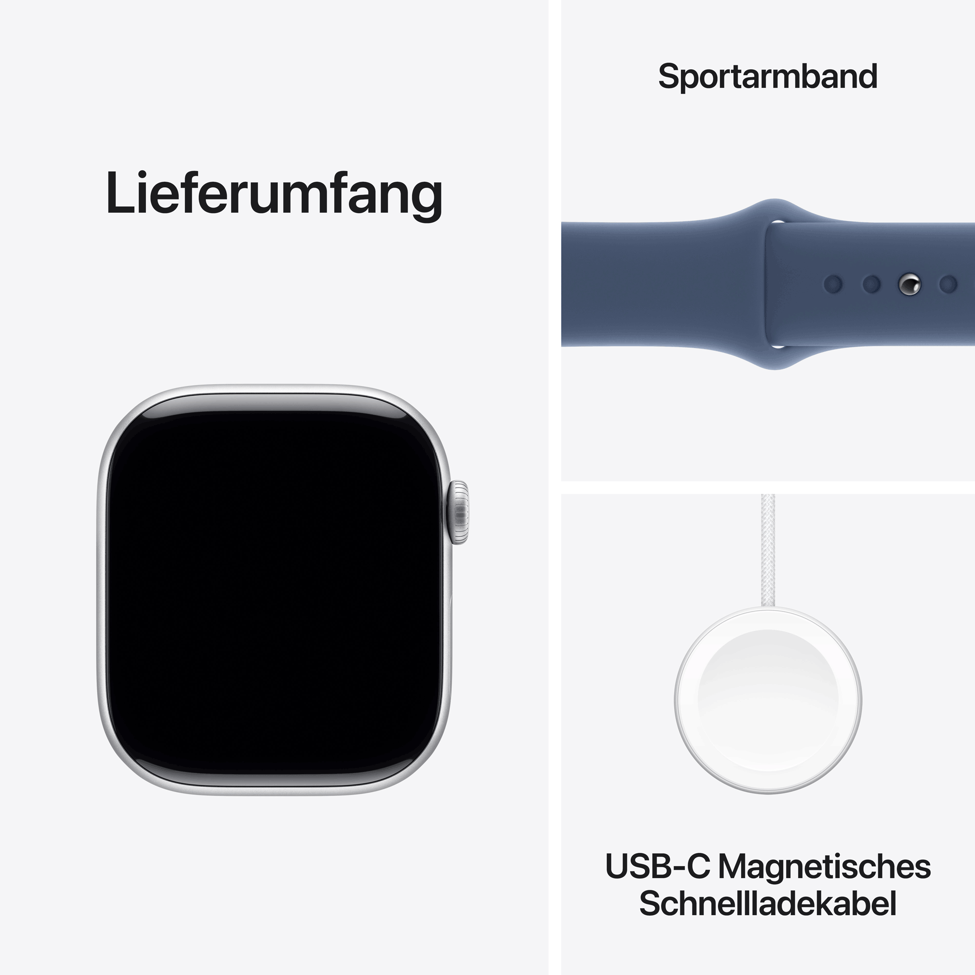 Купить Apple Watch Series 10 GPS 46mm Silver Aluminium Case mit Denim Sport Band - S/M (MWWL3QF/A) в магазине wardena.ru