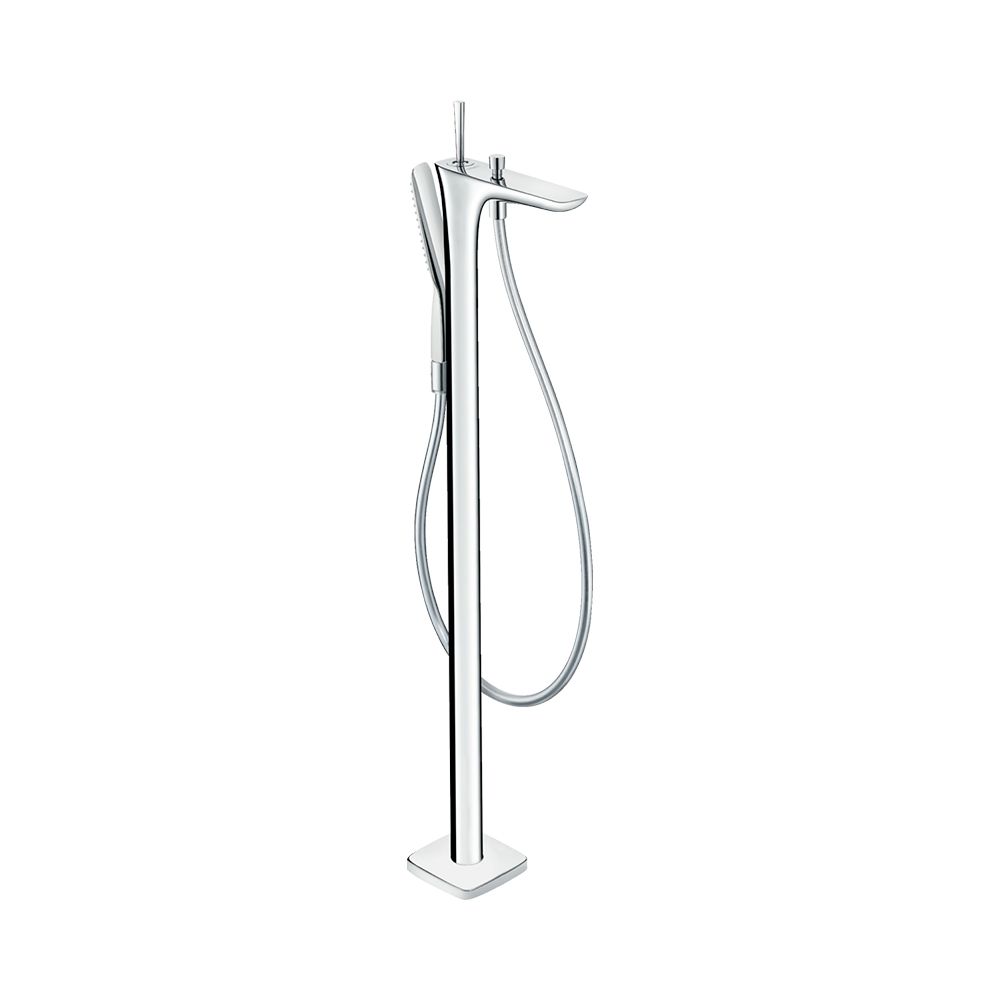 Купить Hansgrohe PuraVida Смеситель для ванны однорычажный напольный 1/2 хром-белый матовый 15473400 в магазине wardena.ru