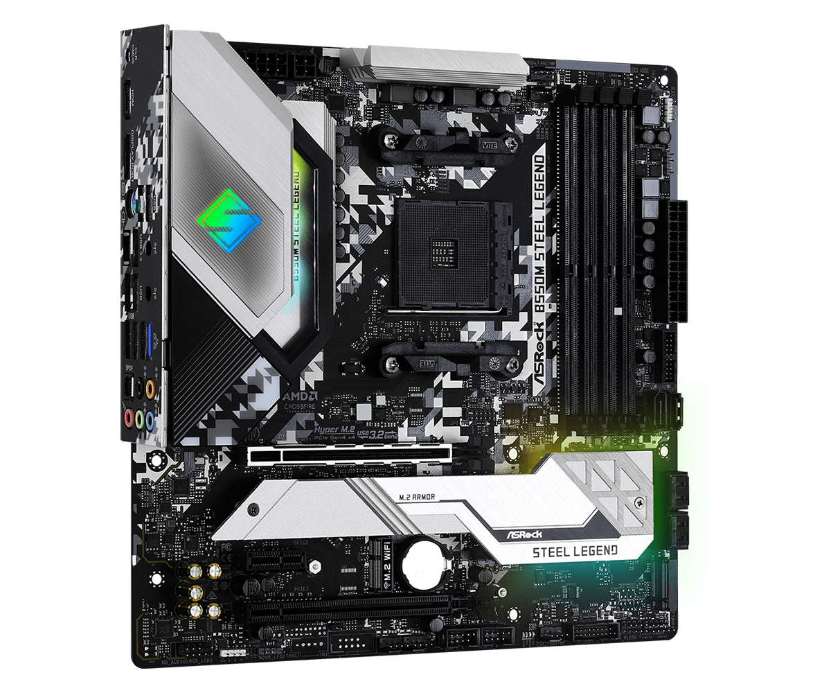 Купить ASRock B550M Steel Legend - Motherboard - micro ATX - Socket AM4 - AMD B550 - USB-C Gen2, USB 3,2 Gen 1, USB 3,2 Gen 2 - 2,5 Gigabit LAN - Onboard-Grafik (CPU erforderlich) - HD Audio (8-Kanal) (90-MXBCU0-A0UAYZ) в магазине wardena.ru