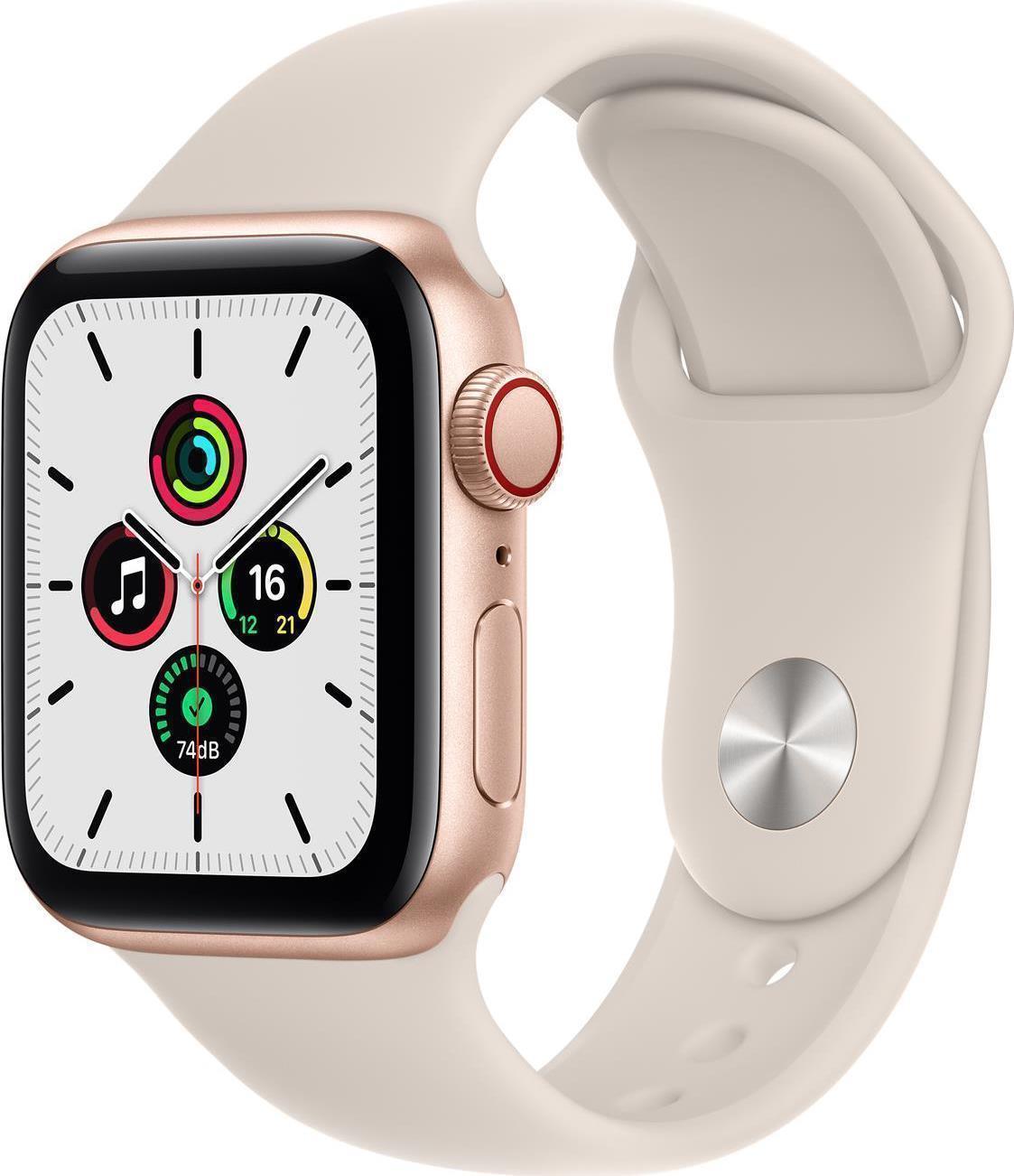 Купить Apple Watch SE (GPS + Cellular) - 40 mm - Gold Aluminium - intelligente Uhr mit Sportband - Flouroelastomer - Starlight - Bandgröße: regelmäßig - 32 GB - Wi-Fi, Bluetooth - 4G - 30.68 g (MKQX3FD/A) в магазине wardena.ru