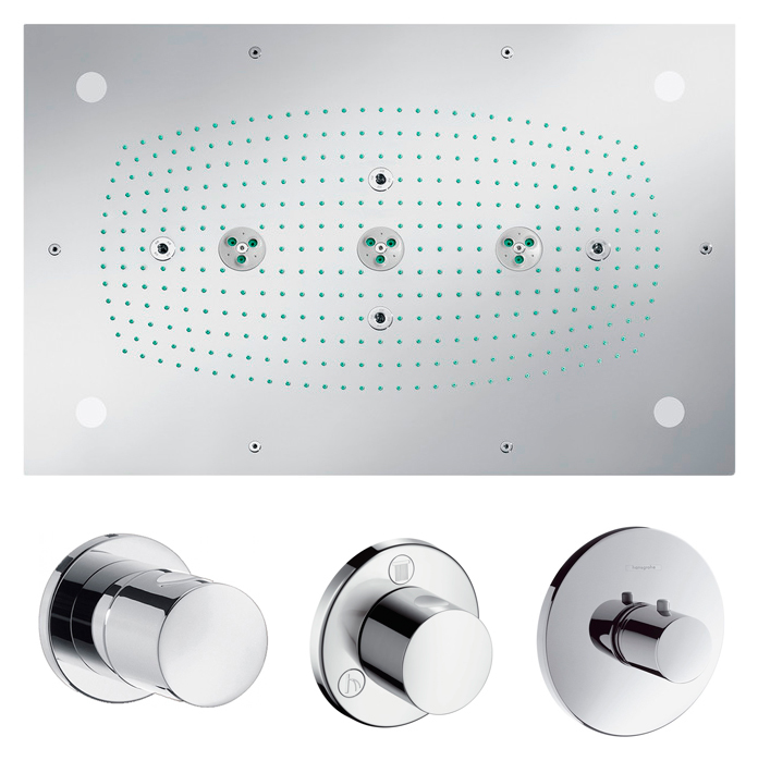 Купить Hansgrohe Raindance Rainmaker Верхний душ  680/460 3jet с подсветкой хром 28418000 в магазине wardena.ru