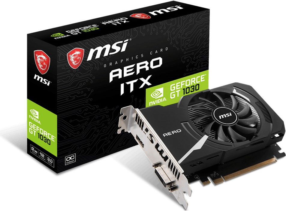 Купить MSI * GT 1030 2 GB OC DDR4 64BIT HDMI / DVI (GeForce GT 1030 AERO ITX 2GD4 OC) в магазине wardena.ru