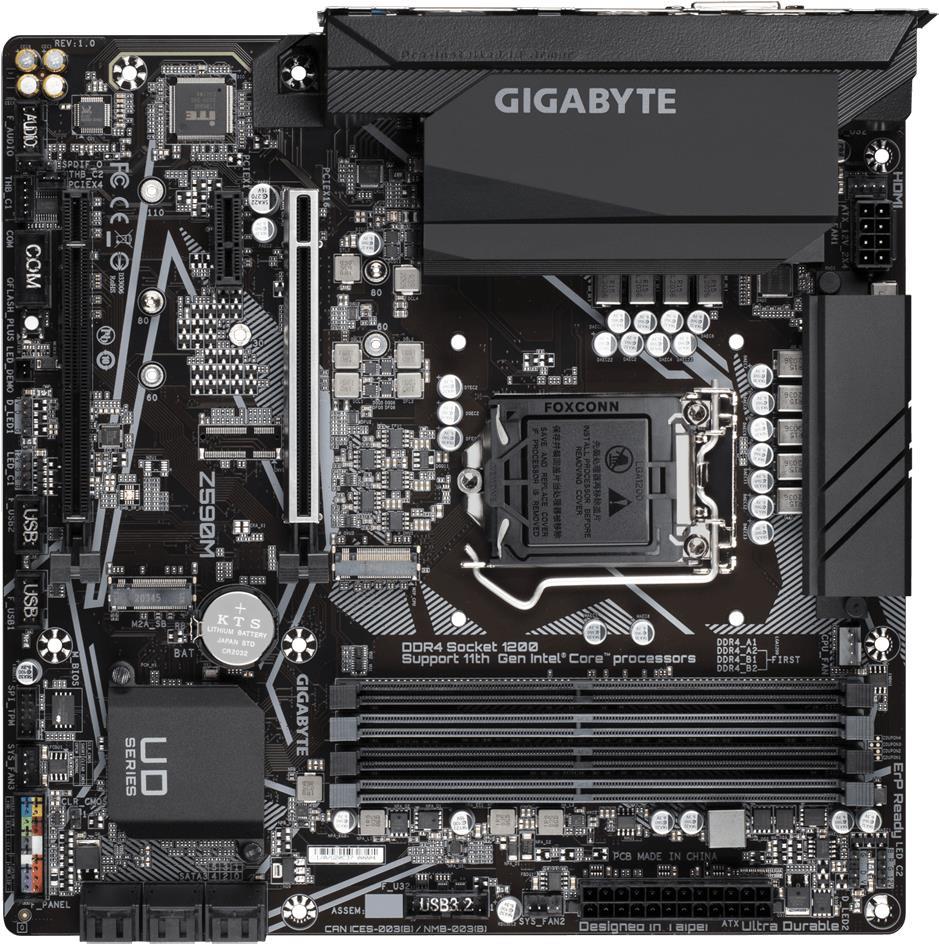 Купить Gigabyte Z590M - 1.0 - Motherboard - micro ATX - LGA1200-Sockel - Z590 Chipsatz - USB-C Gen1, USB 3.2 Gen 1, USB 3.2 Gen 2 - Gigabit LAN - Onboard-Grafik (CPU erforderlich) - HD Audio (8-Kanal) в магазине wardena.ru