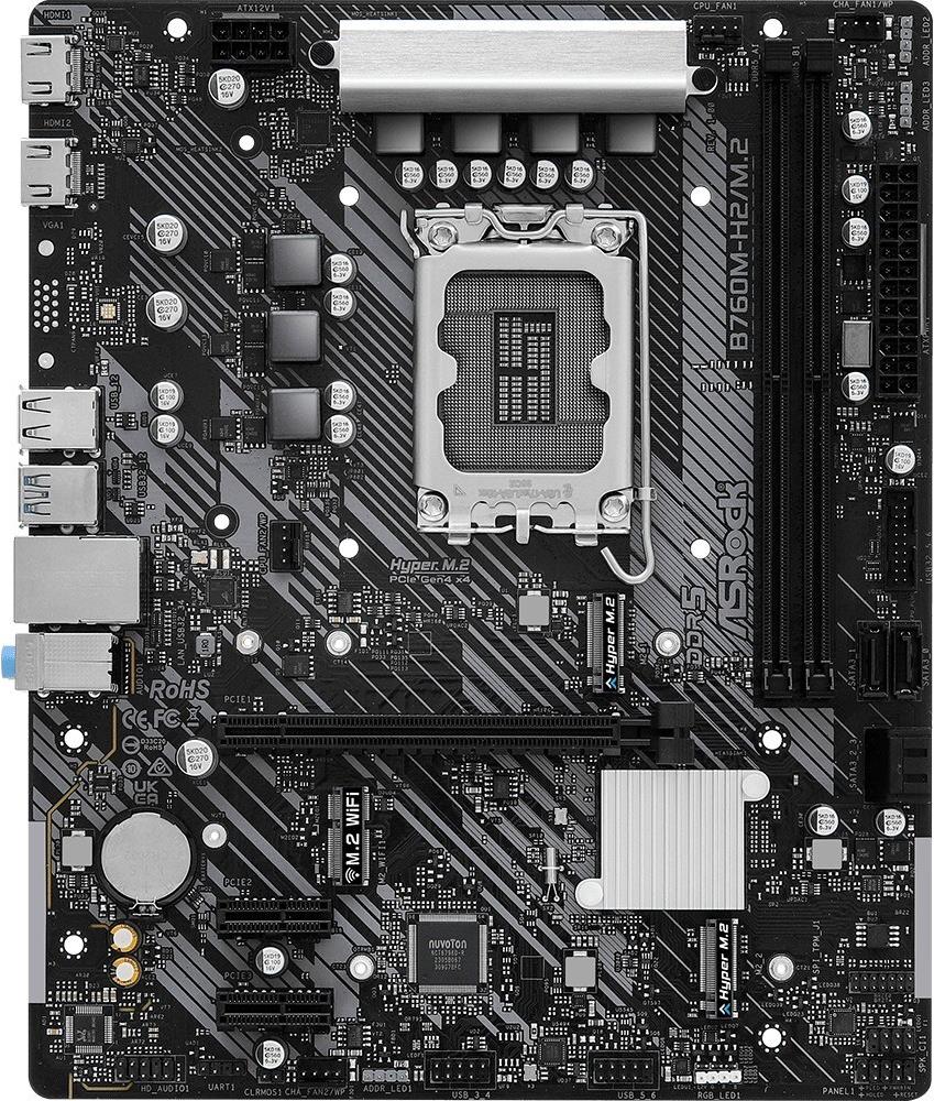 Купить ASRock B760M-H2/M.2 1700 mATX 2xHDMI DDR5 retail (90-MXBN00-A0UAYZ) в магазине wardena.ru