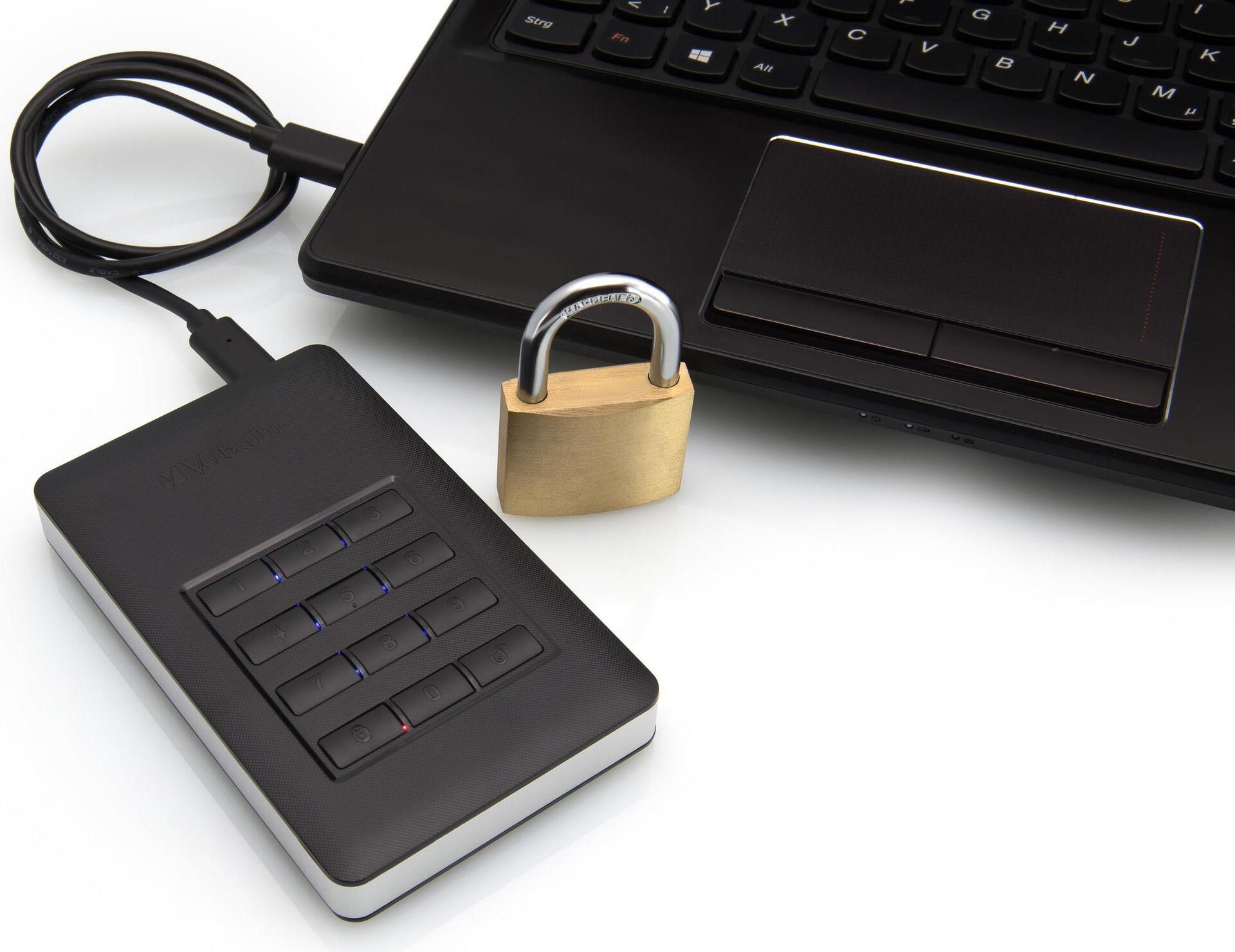 Купить Verbatim Store n Go Secure Portable HDD with Keypad Access - Festplatte - verschlüsselt - 2 TB - extern (tragbar) - USB 3,1 Gen 1 (USB-C Steckverbinder) - 256-Bit-AES (53403) в магазине wardena.ru