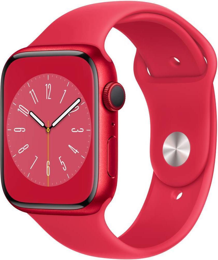 Купить Apple Watch Series 8 (GPS) - (PRODUCT) RED - 45 mm - Red Aluminium - intelligente Uhr mit Sportband - Flouroelastomer - rot - Bandgröße: regelmäßig - 32GB - Wi-Fi, Bluetooth - 38,8 g (MNP43FD/A) в магазине wardena.ru