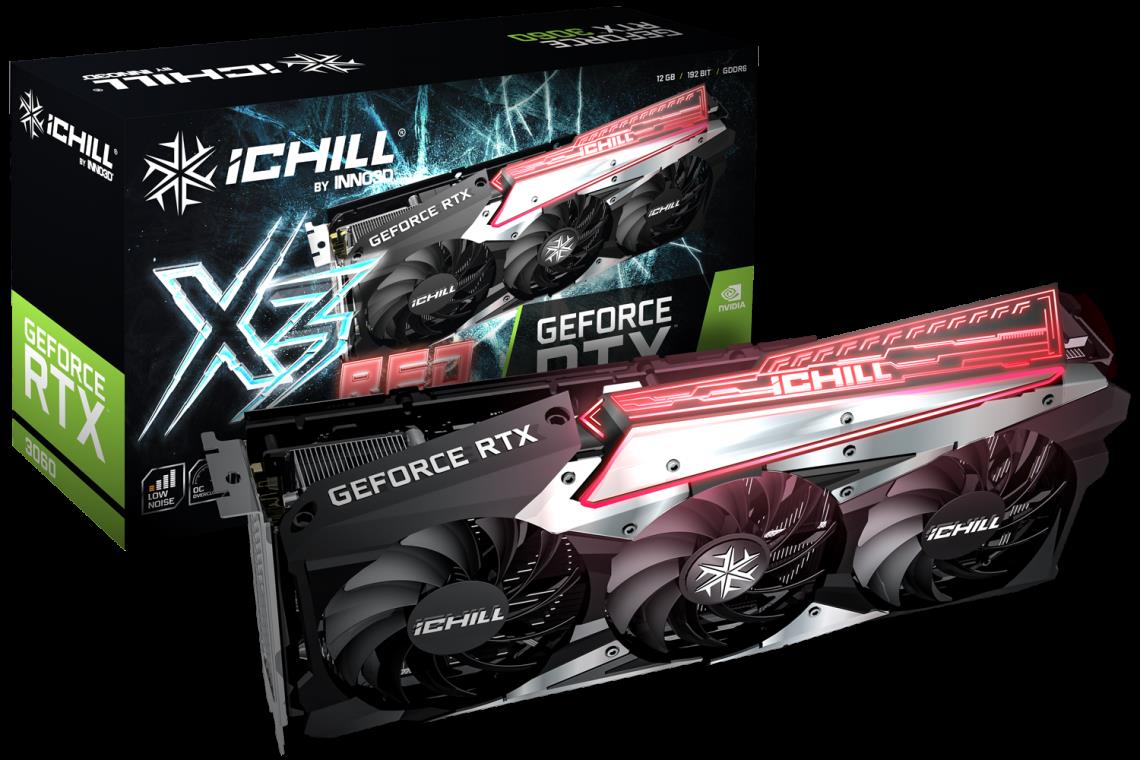 Купить InnoVISION Inno3D GeForce RTX 3060 ICHILL X3 RED - Grafikkarten - GF RTX 3060 - 12GB GDDR6 - PCIe 4,0 x16 - HDMI, 3 x DisplayPort - Rot (C30603-12D6X-167139AH) в магазине wardena.ru