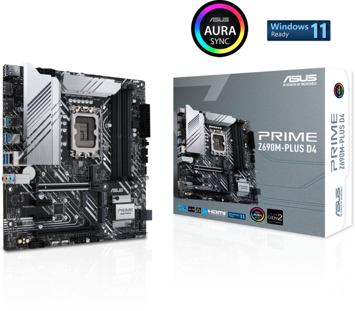 Купить ASUS PRIME Z690M-PLUS D4 - Motherboard - micro ATX - LGA1700-Sockel - Z690 Chipsatz - USB-C Gen1, USB 3,2 Gen 1, USB 3,2 Gen 2, USB-C Gen 2x2 - Gigabit LAN - Onboard-Grafik (CPU erforderlich) - HD Audio (8-Kanal) (90MB18 (90MB18Q0-M0EAY0) в магазине wardena.ru