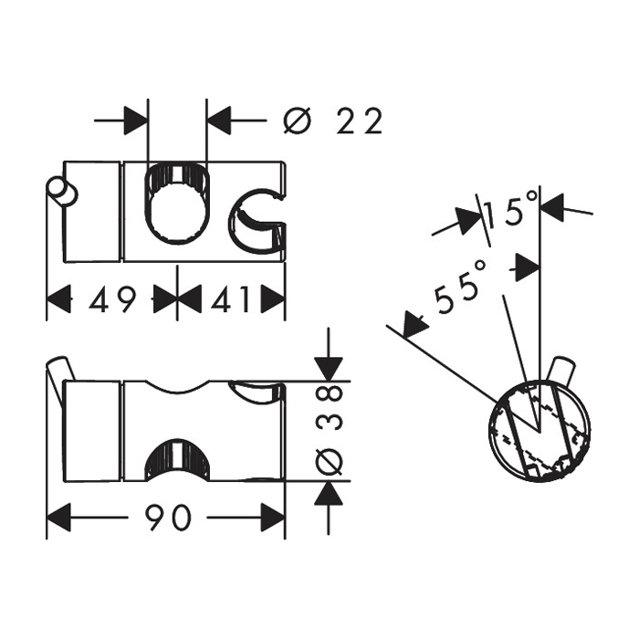 Купить Hansgrohe Крепежный элемент для штанги Unica хром 95160000 в магазине wardena.ru
