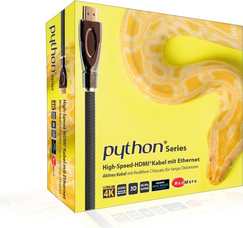 Купить Anschlusskabel High-Speed-HDMI® mit Ethernet 4K2K / UHD, AKTIV (Redmere Chipsatz), vergoldete Kontakte, OFC, Nylongeflecht schwarz, 15 m, PYTHON® Seri (GC-M0021) в магазине wardena.ru