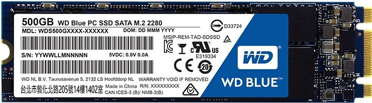 Купить WD Blue PC SSD WDS500G1B0B - SSD - 500 GB - intern - M.2 2280 - SATA 6Gb/s в магазине wardena.ru
