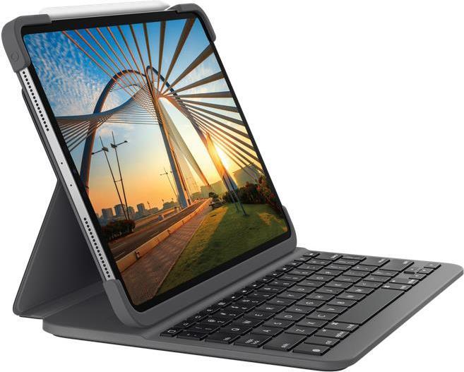 Купить Logitech Slim Folio Pro - Tastatur und Foliohülle - hintergrundbeleuchtet - kabellos - Bluetooth LE - German QWERTZ - für Apple 12.9" iPad Pro (920-009704) в магазине wardena.ru