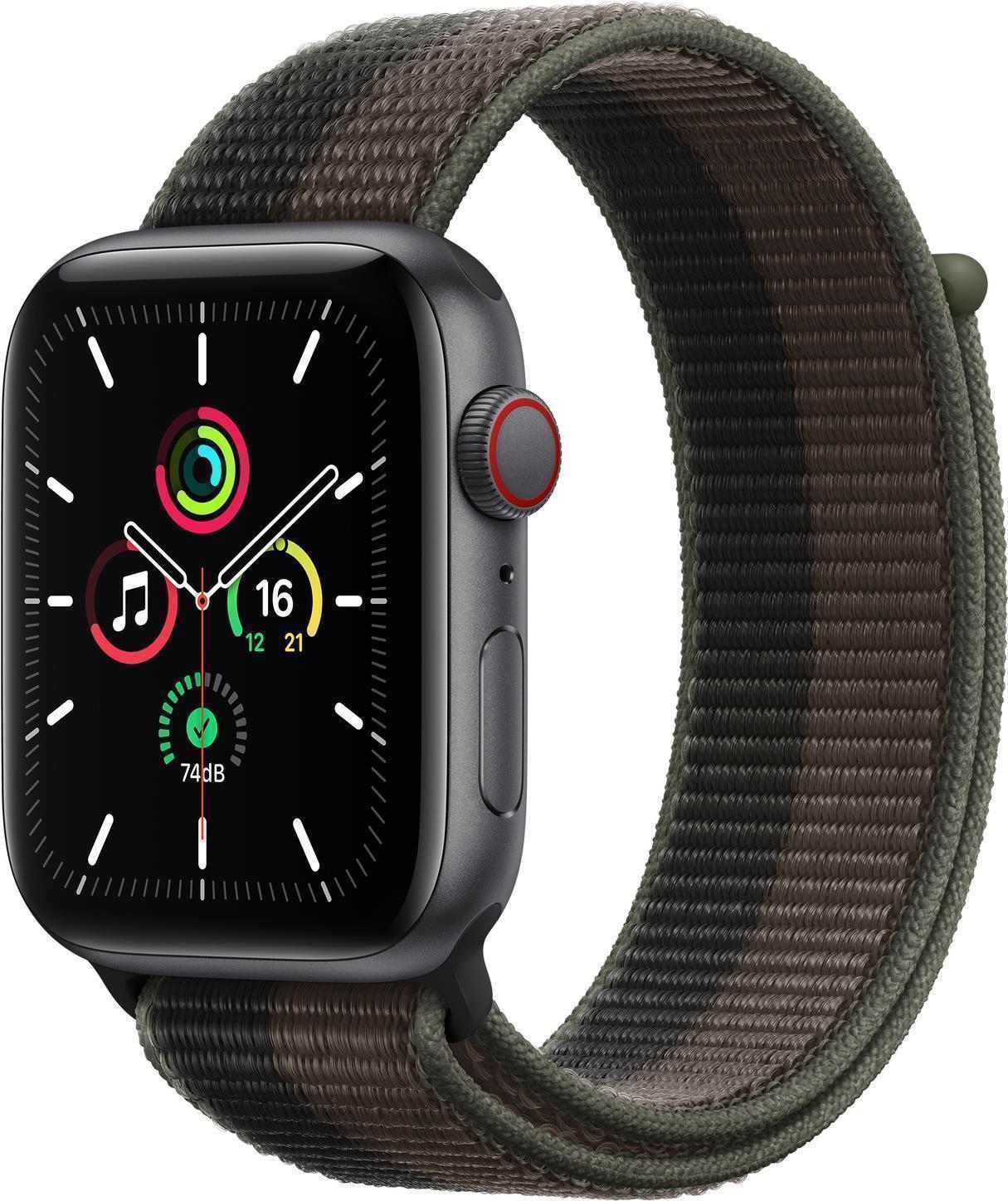 Купить Apple Watch SE (GPS + Cellular) - 44 mm - Space grau Aluminium - intelligente Uhr mit Sportschleife - gewebtes Nylon - tornado/gray - Handgelenkgröße: 145-220 mm - 32GB - Wi-Fi, Bluetooth - 4G - 36,36 g (MKT53FD/A) в магазине wardena.ru