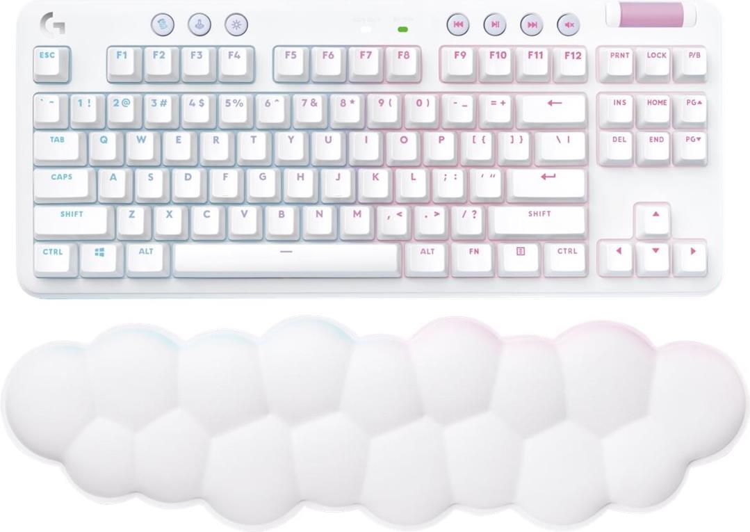 Купить Logitech G G715 - Tastatur - tenkeyless - Hintergrundbeleuchtung - Bluetooth, LIGHTSPEED - QWERTY - GB - Tastenschalter: Linear - weiß (920-010690) в магазине wardena.ru