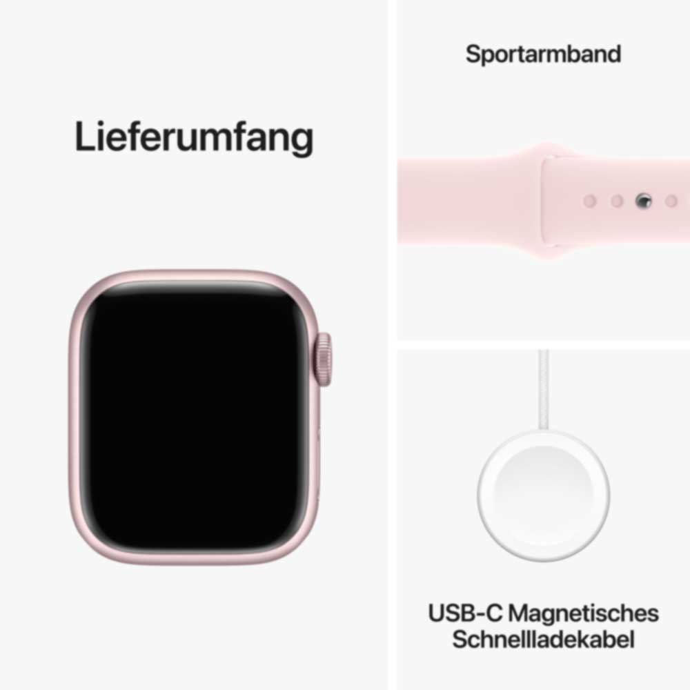 Купить APPLE Watch Series 9 GPS + Cellular 41mm Pink Aluminium Case with Light Pink Sport Band - M/L (MRJ03QF/A) в магазине wardena.ru