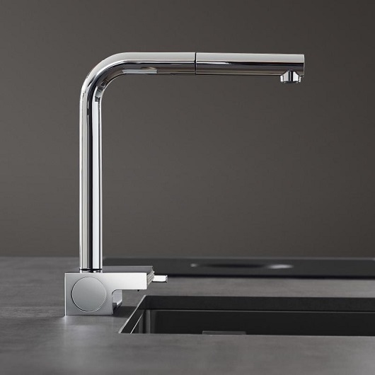 Купить Hansgrohe Aquno Select M81 Смеситель для кухни однорычажный 250 с вытяжным душем черный матовый 73836670 в магазине wardena.ru
