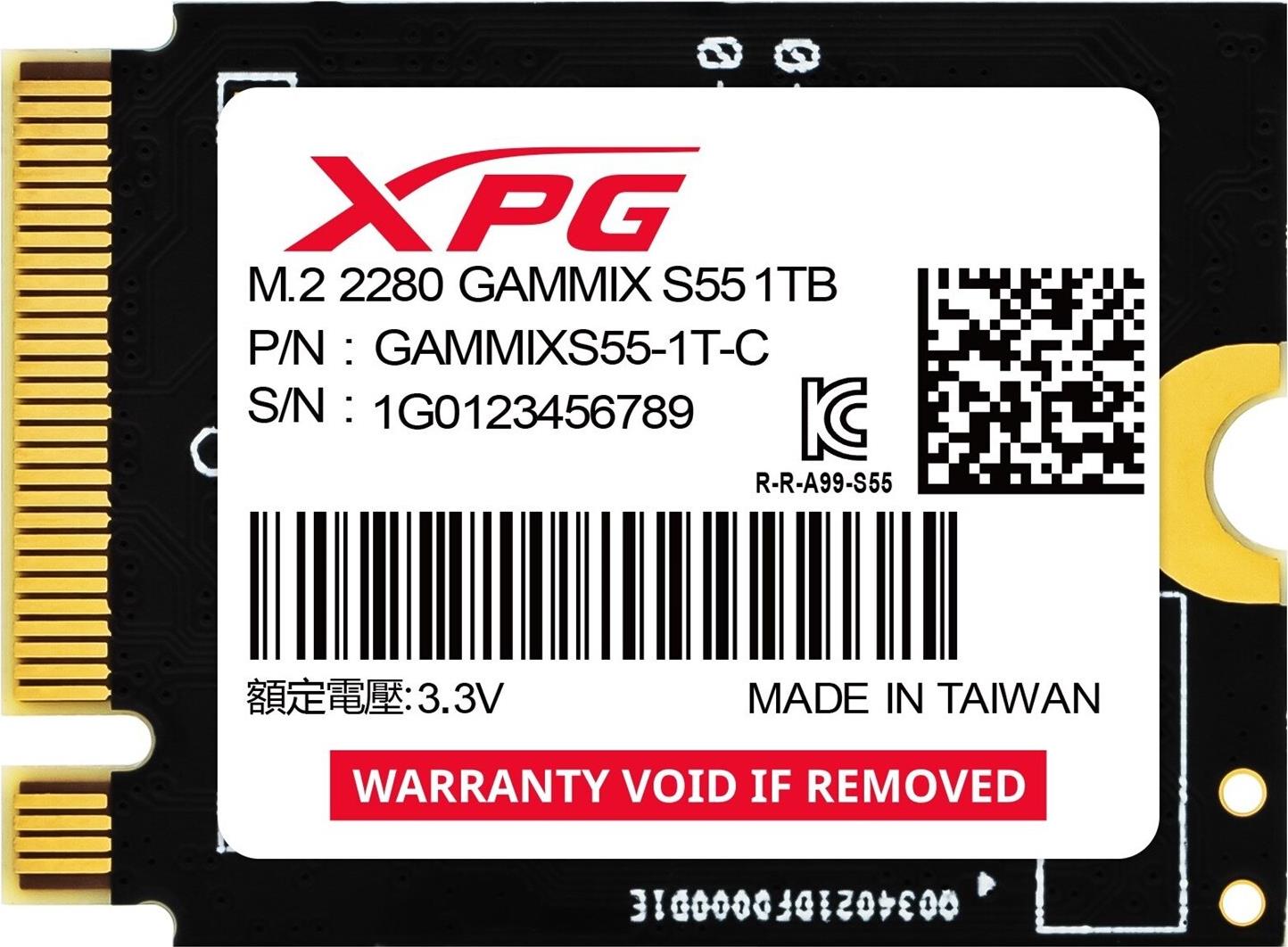 Купить ADATA SSD GAMMIX S55 1TB Gen 4x4 2230 (SGAMMIXS55-1T-C) в магазине wardena.ru