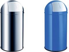 Купить helit Abfallbehälter mit Push-Einwurfklappe, 50 Liter silber, rund, Edelstahl-Abfallbehälter, mit verzinktem (H2401400) в магазине wardena.ru