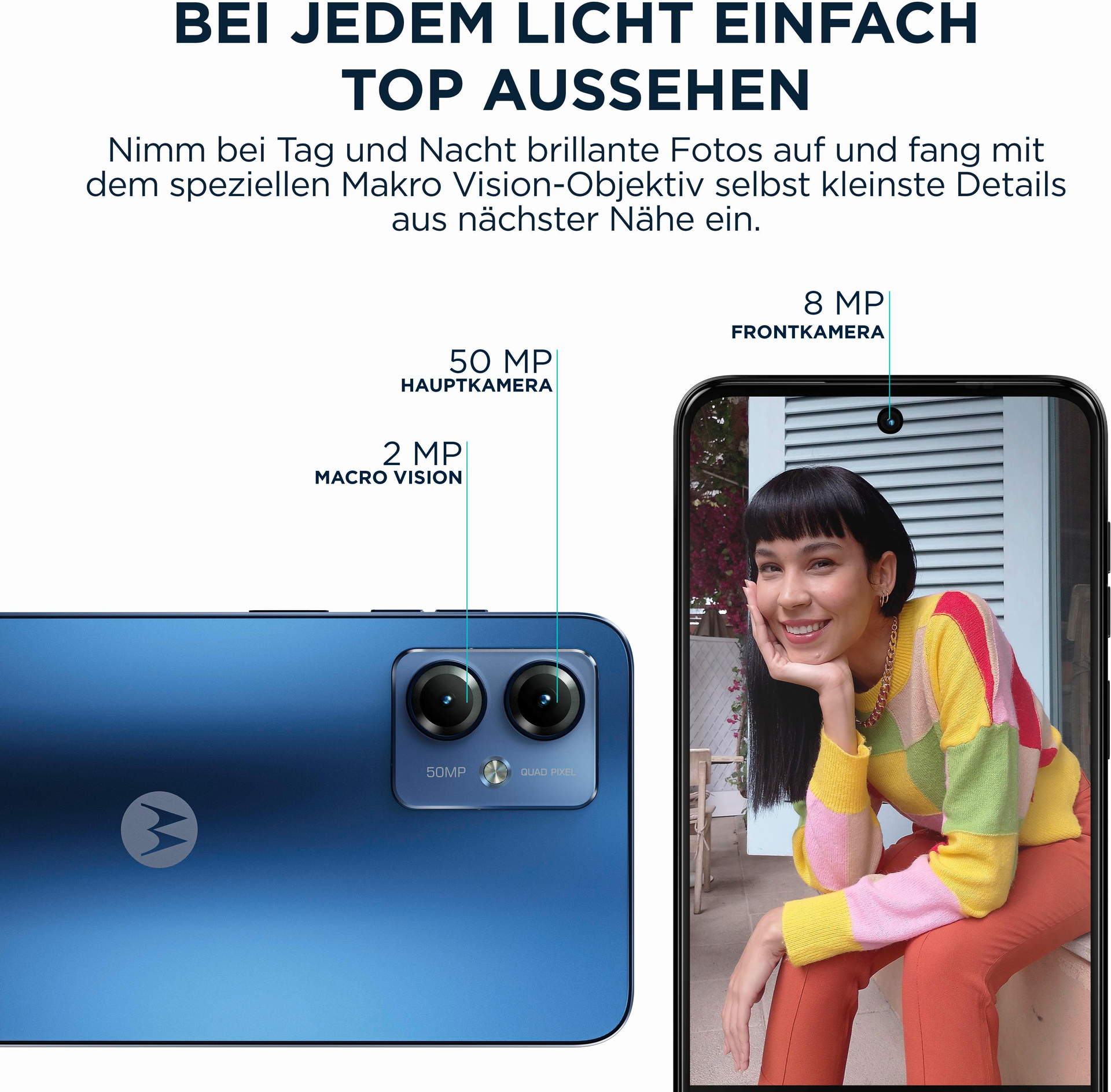 Купить Motorola moto g14 16,5 cm (6.5") Dual-SIM Android 13 4G USB Typ-C 8 GB 256 GB 5000 mAh Blau (XT2341-3) в магазине wardena.ru