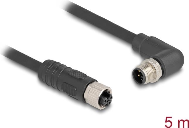 Купить Delock M12 Kabel L-kodiert 4 Pin Stecker rechts gewinkelt zu Buchse gerade PUR (80531) в магазине wardena.ru