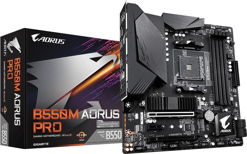 Купить Gigabyte B550M AORUS PRO - 1.0 - Motherboard - micro ATX - Socket AM4 - AMD B550 Chipsatz - USB-C Gen2, USB 3.2 Gen 1, USB 3.2 Gen 2 - Gigabit LAN - Onboard-Grafik (CPU erforderlich) - HD Audio (8-Kanal) в магазине wardena.ru