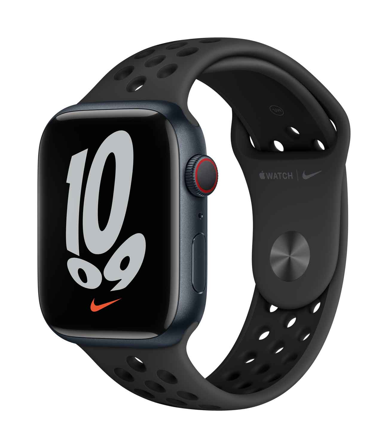 Купить Apple Watch Nike Series 7 (GPS + Cellular) - 45 mm - midnight aluminum - intelligente Uhr mit Nike Sportband - Flouroelastomer - anthrazit/schwarz - Bandgröße: S/M/L - 32GB - Wi-Fi, Bluetooth - 4G - 38,8 g (MKL53FD/A) в магазине wardena.ru