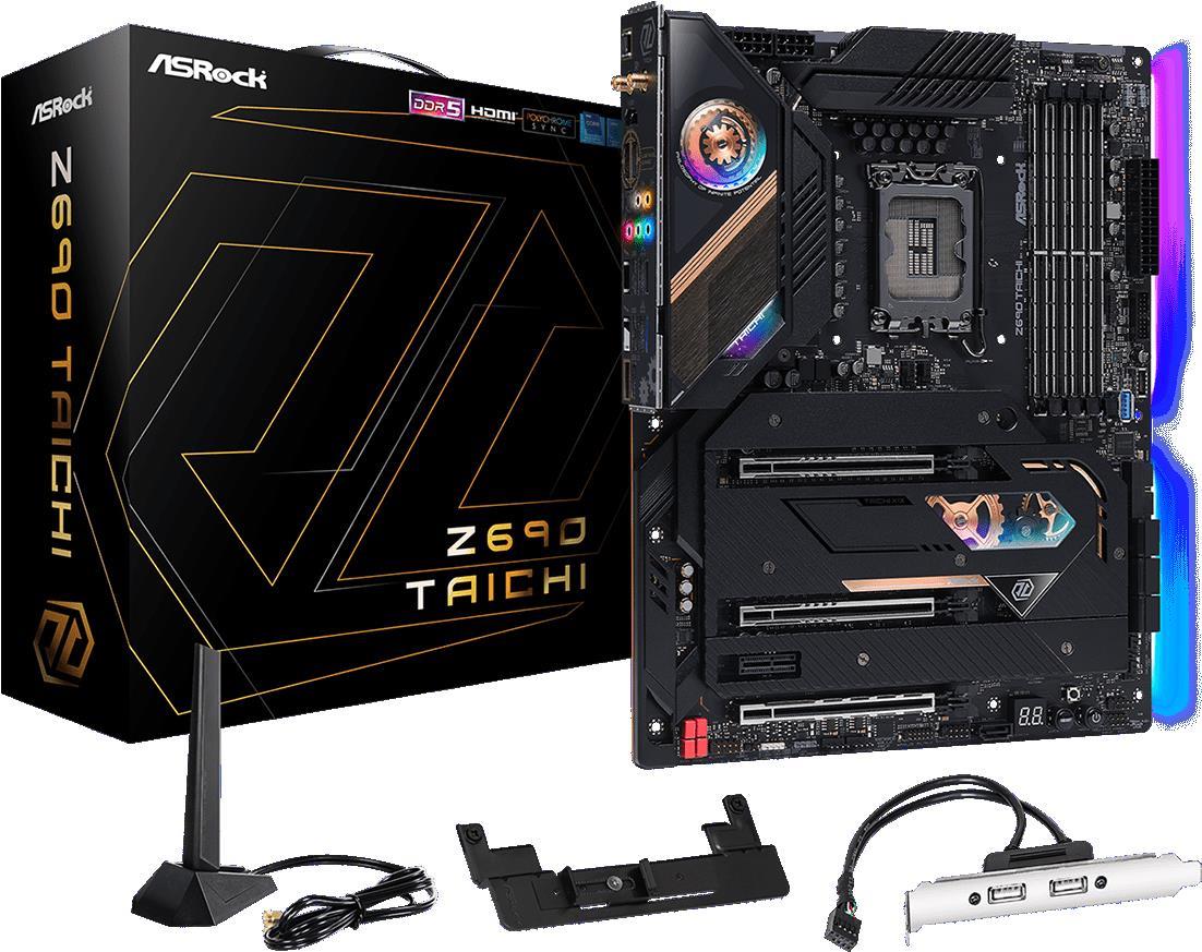 Купить ASRock Z690 Taichi - Motherboard - ATX - LGA1700-Sockel - Z690 Chipsatz - USB 3.2 Gen 1, USB 3.2 Gen 2, USB-C Gen 2x2, USB4 - Gigabit LAN, 2.5 Gigabit LAN, Wi-Fi, Bluetooth - Onboard-Grafik (CPU erforderlich) - HD Audio (90-MXBGV0-A0UAYZ) в магазине wardena.ru