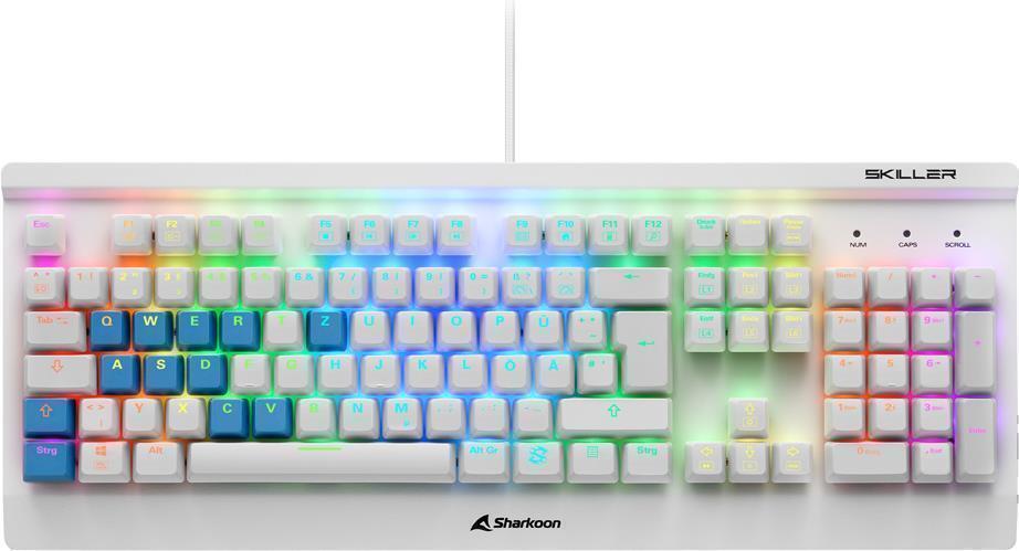 Купить Sharkoon Skiller SGK3 - Tastatur - backlit - USB - QWERTZ - Deutsch - Tastenschalter: Kailh Blue - weiß (4044951032150) в магазине wardena.ru