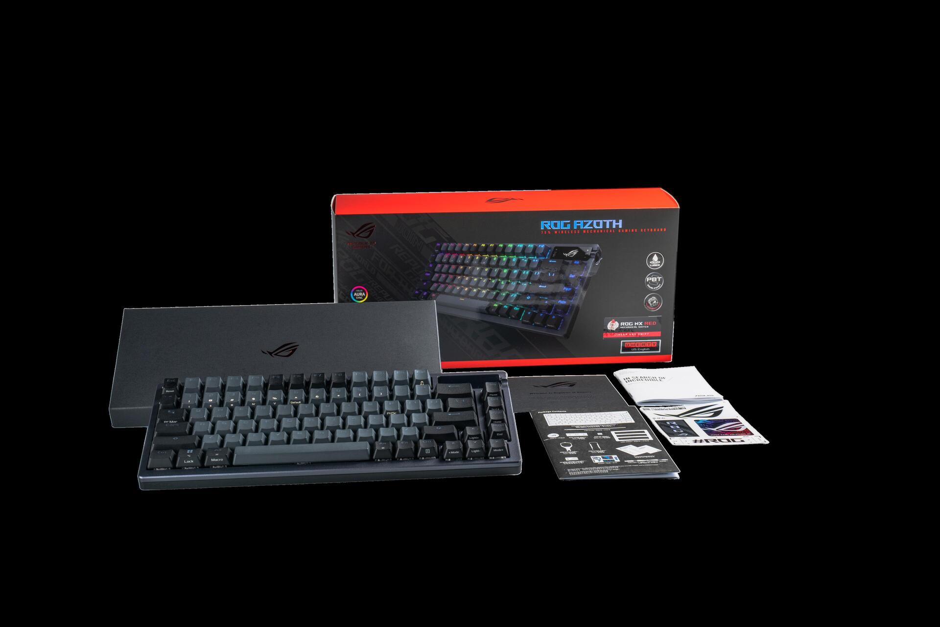 Купить ASUS ROG Azoth Gaming-Tastatur USB + RF Wireless + Bluetooth QWERTY Schwarz (90MP0316-BKDA01) в магазине wardena.ru
